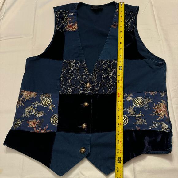 Carole Little Sport Patchwork Brocade Velvet Vest Made in Hong Kong Size 12 - Picture 8 of 8